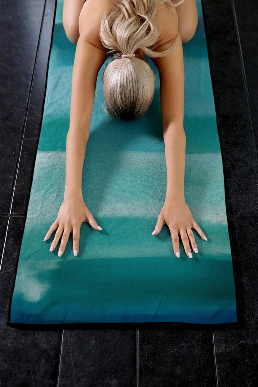 Eunzel Hot Yoga Mat Towel with Grip Dots, Printed Design 72" x 24"