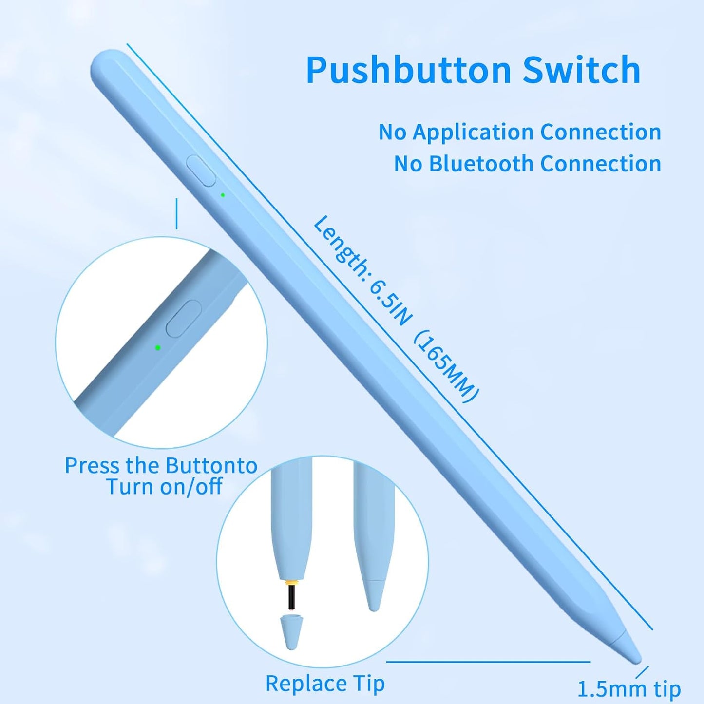 Stylus Pens for Touch Screens, Universal Fine Point iPad Pencil with Magnetic Adsorption Compatible with iPhone/iPad/Samsung/Android/Tablet & Other Touch Screens (Blue)