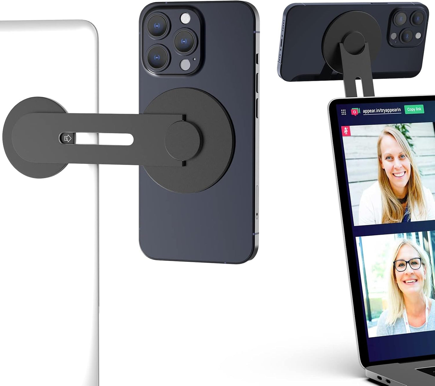 Laptop Mount Magnetic Phone Holder for MagSafe iPhone 17 16 15 14 13 12 & All Phones Phone Side Mount Adapter for Monitor Macbook Neo Computer Display for Tesla, Phone Laptop Bracket Accessories