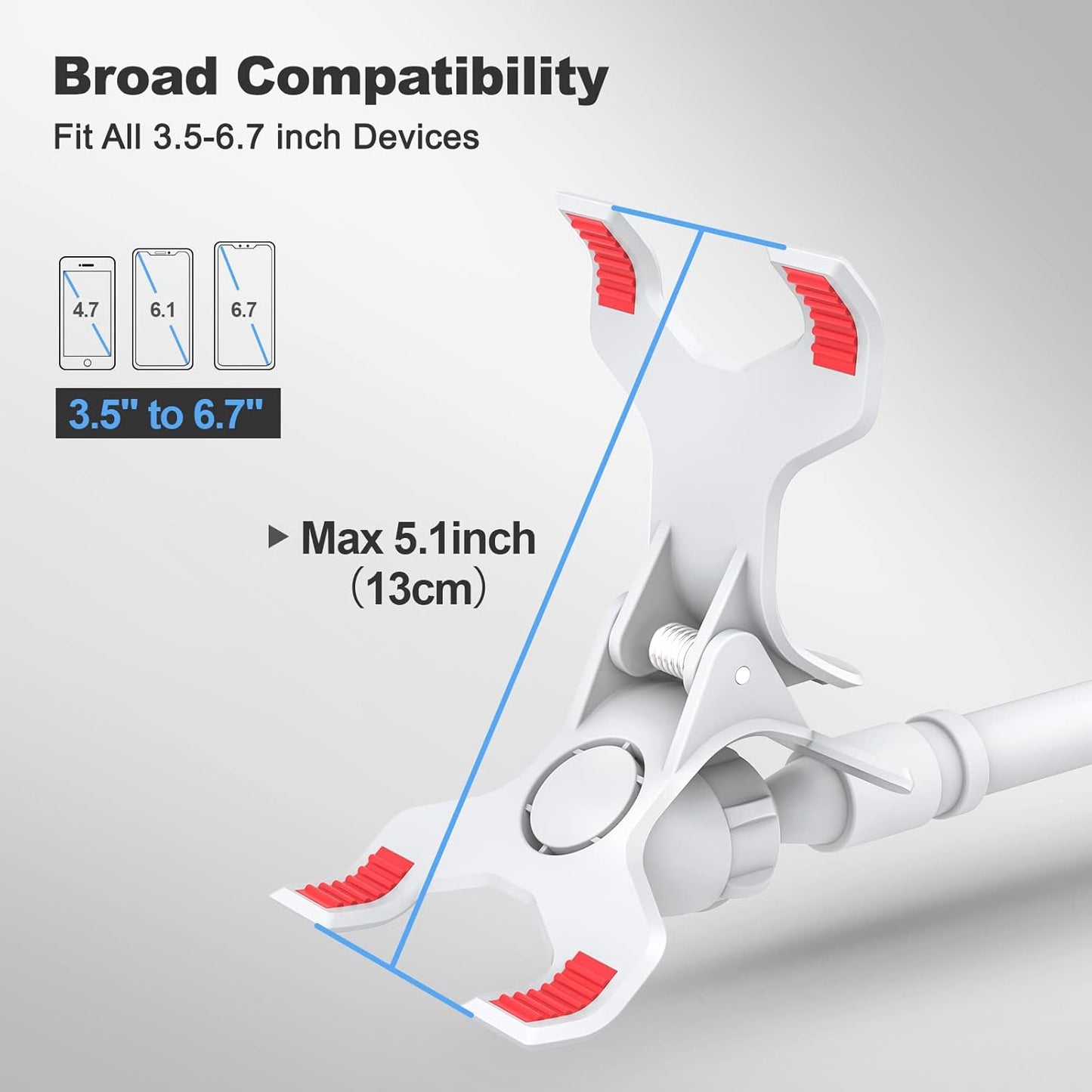 Gooseneck Cell Phone Holder, Universal 360 Flexible Phone Stand Lazy Bracket Mount Long Arms Clamp for Phone 13 Pro Xs Max XR X 8 7 6 6s Plus and Other 3.5~6.7'' Device (White)…