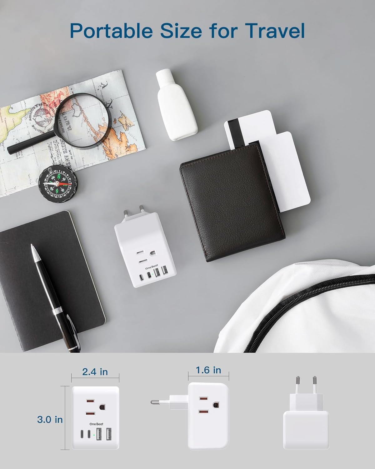 2 Pack European Travel Plug Adapter, International Power Plug Adapter with 3 Outlets 4 USB Charging Ports(2 USB C), Type C Plug Adapter Travel Essentials to Most Europe EU Spain Italy France Germany
