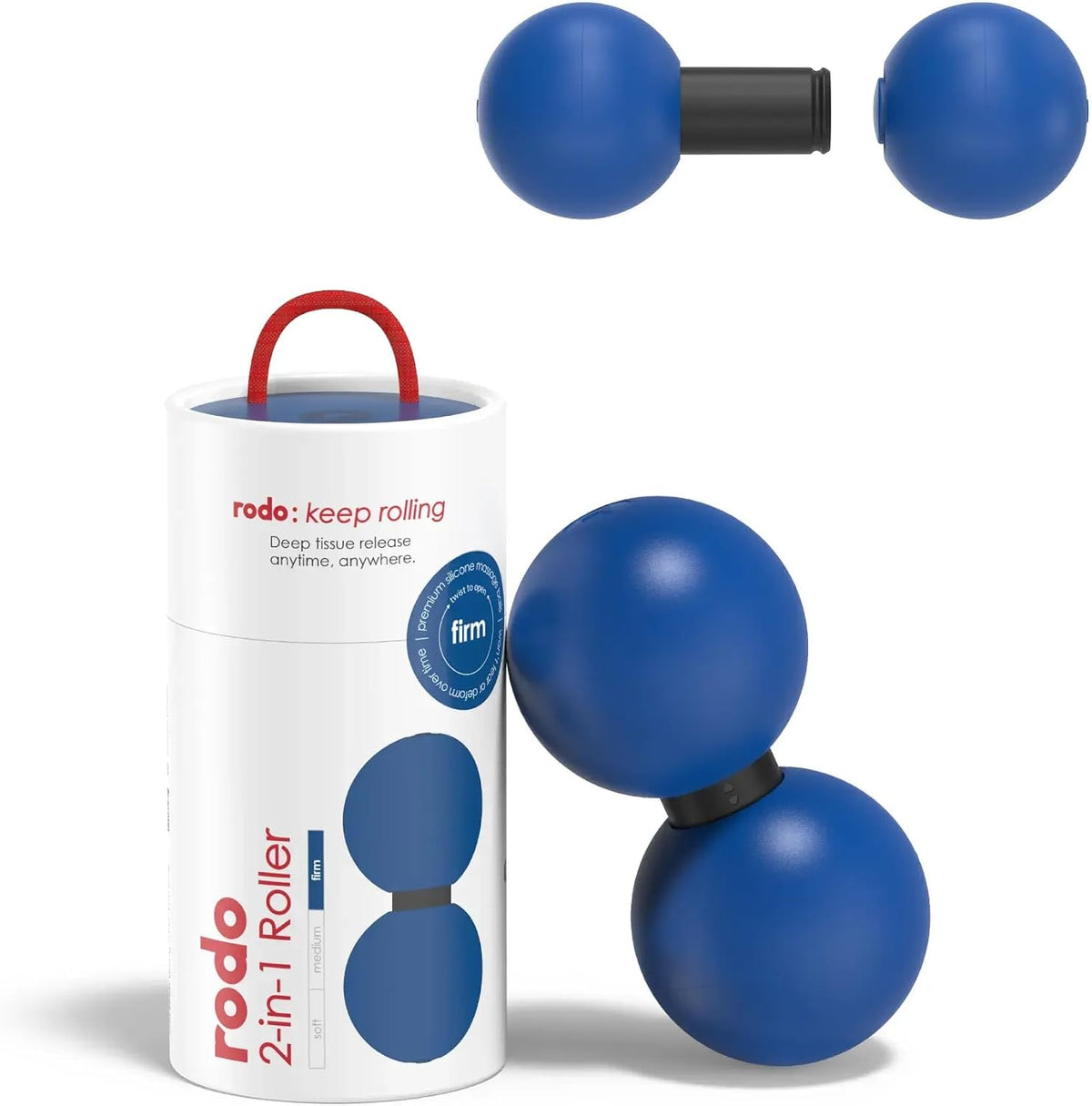 Rodo 2-in-1 Medium Peanut & Lacrosse Ball Roller | Deep Tissue Massage Tool for Fascia, Plantar Fasciitis, Hips & Back | Mobility & Recovery Roller | Compact, Travel-Friendly, Pilates & Therapy Ready