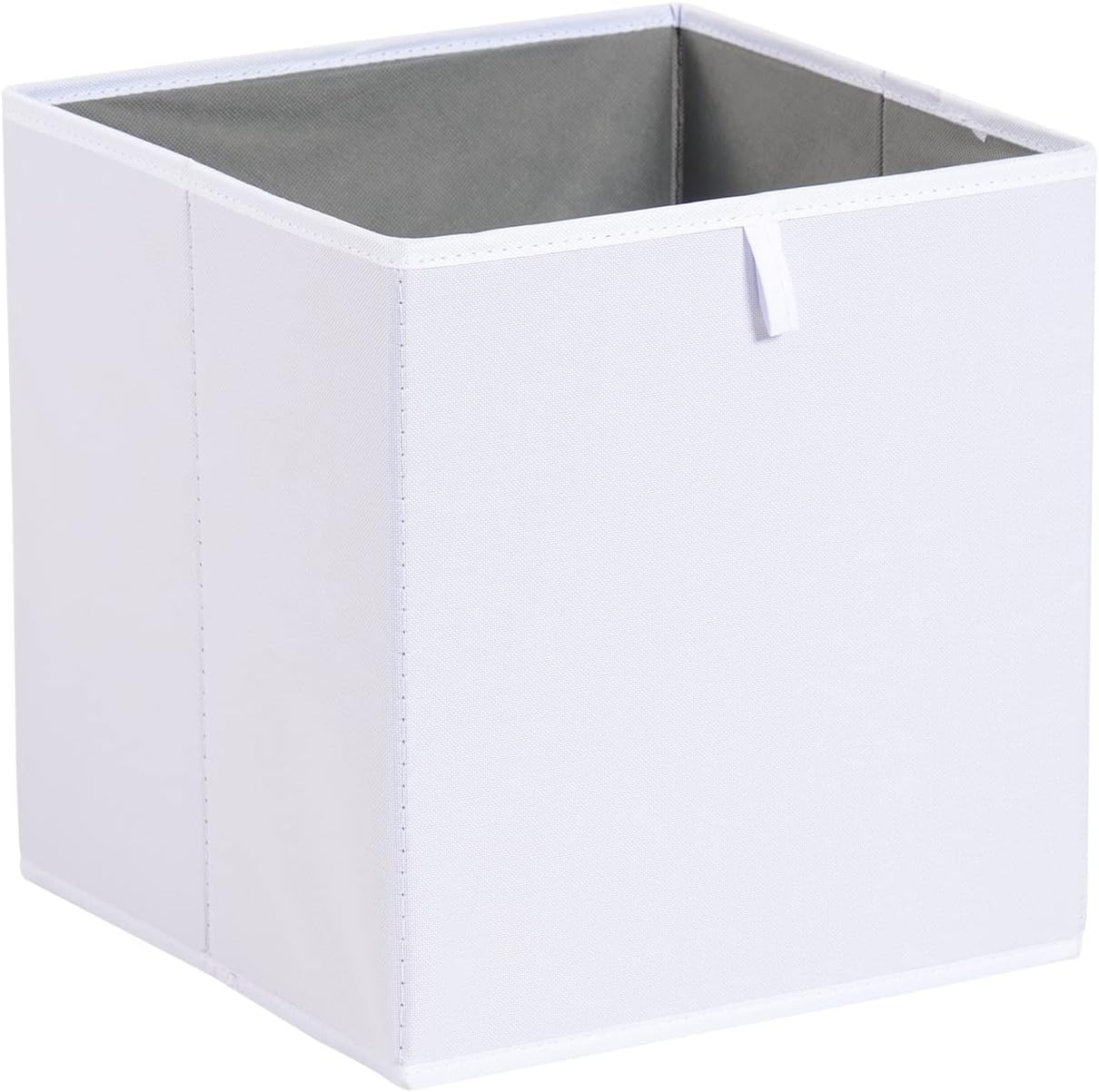 Amazon Basics Collapsible Closet Organizer Cube Storage Bins, Space-Saving Storage Baskets for Shelves, White, 10.5x10.5x11", 6-Pack