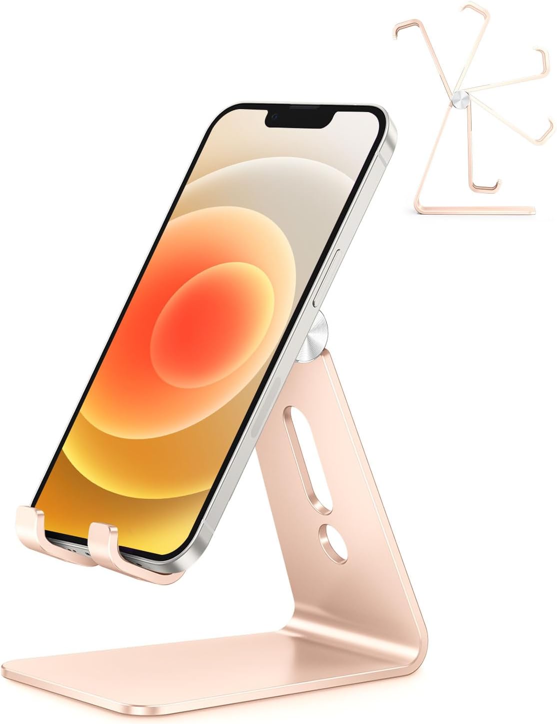 OMOTON Adjustable Cell Phone Stand, C2 Aluminum Desktop Phone Holder Dock Compatible with iPhone 15 14 13 Xs XR 8 Plus 7 6, Samsung Galaxy, Google Pixel, Android Phones, Navy Blue