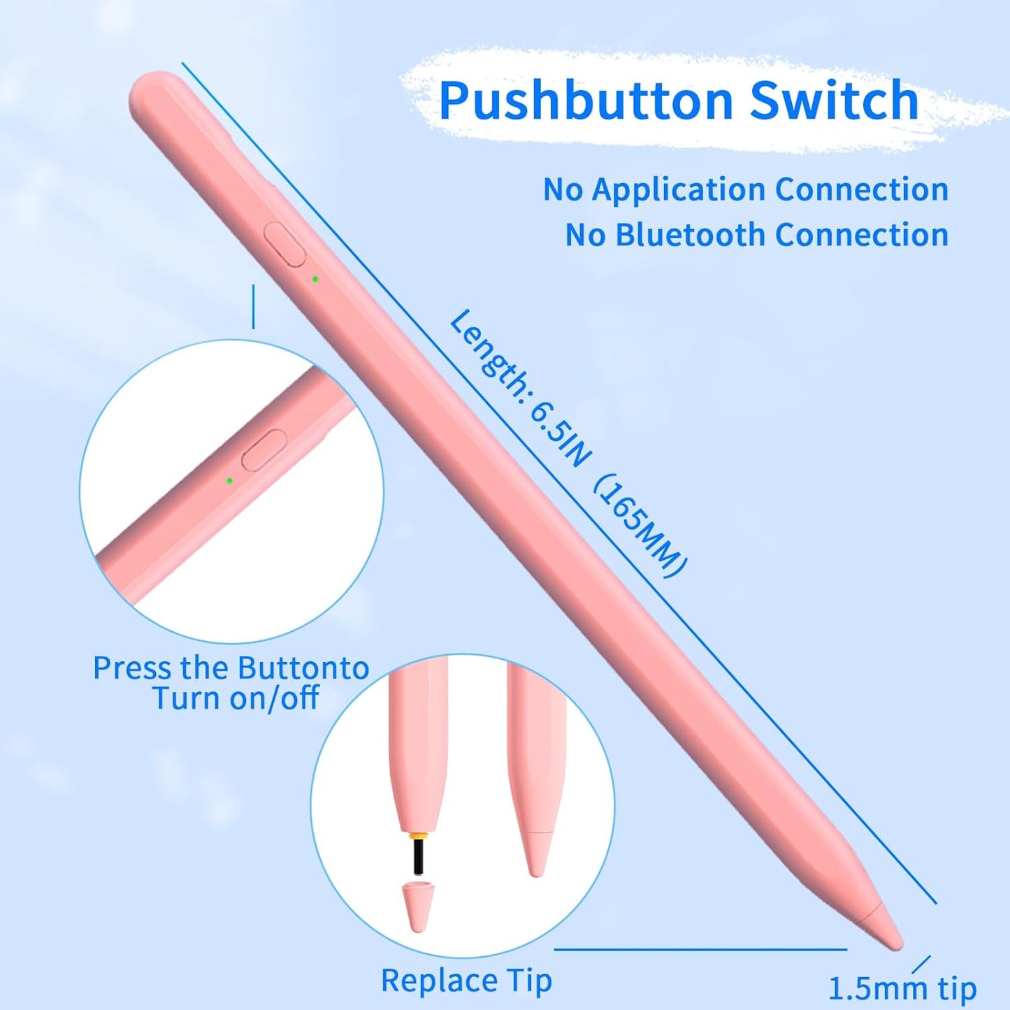 Stylus Pens for Touch Screens, Universal Fine Point iPad Pencil with Magnetic Adsorption Compatible with iPhone/iPad/Samsung/Android/Tablet & Other Touch Screens (Light Pink)