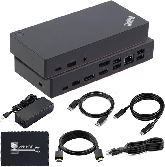 Lenovo 40AS0090US Thinkpad Docking Station Gen 2 - Supports 4K Display, 1 Year Warranty, Lenovo Docking Station with 90W Adapter, HDMI, USB-C, DisplayPort Cables - USB-C Thunderbolt 3 Dock (Renewed)