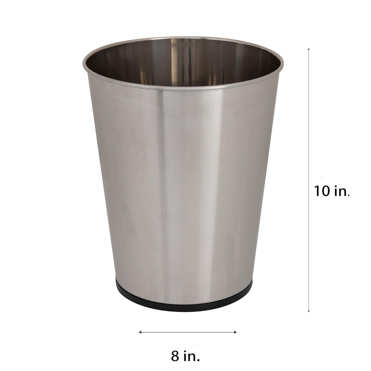 Bath Bliss 5 Liter Small Wastebasket, Stainless Steel | Compact Round Open Top Trash Can | Durable Bathroom Bedroom Dorm Office Garbage Bin | Stylish Space-Saving Waste Disposal Container