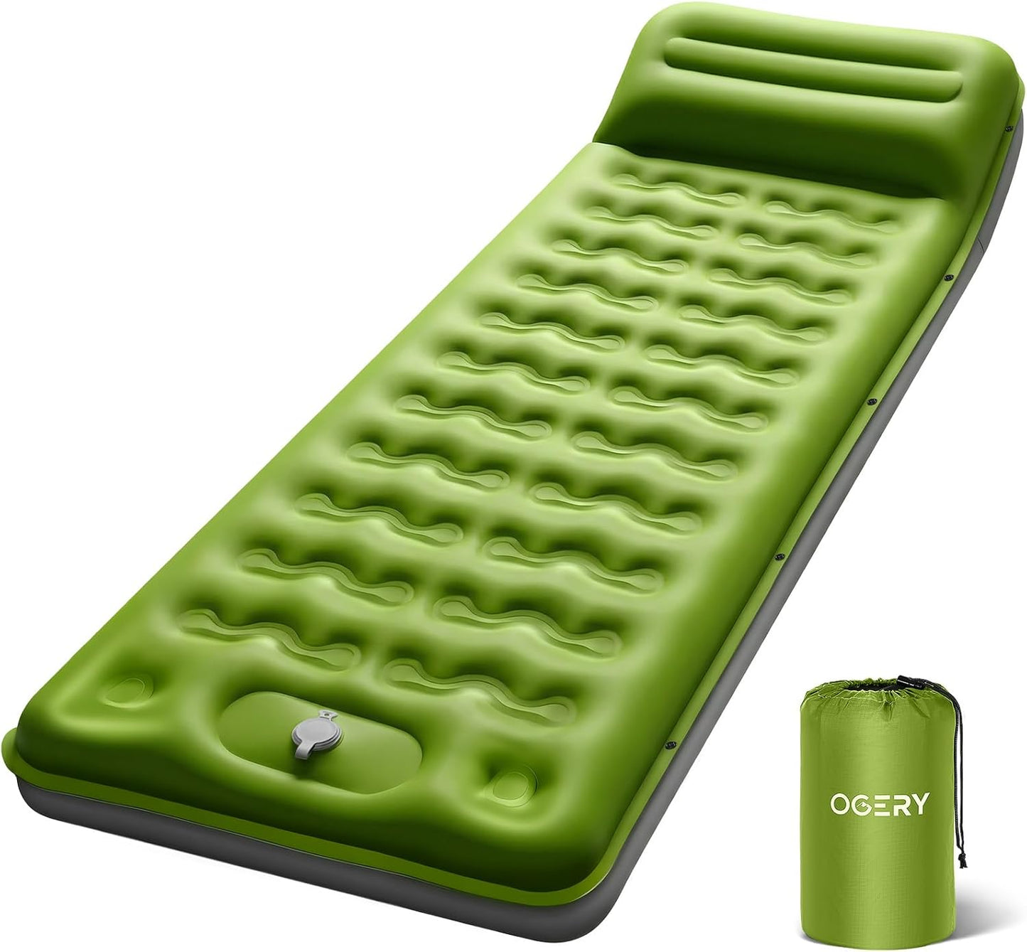 OGERY Sleeping Pad, Ultralight Inflatable Sleeping Pad for Camping with Pillow Built-in Foot Pump, 6" Extra-Thick Reinforced Camping Mattress for Hiking, Backpacking,Tent