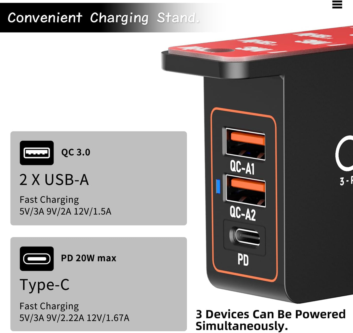 cozoo Headphone Stand with USB Charger Under Desk Headset Holder Mount 3 USB Charging Station,iWatch Stand Watch Dock Dual Earphone Hanger Hook,PC Accessories Gifts,UL Tested