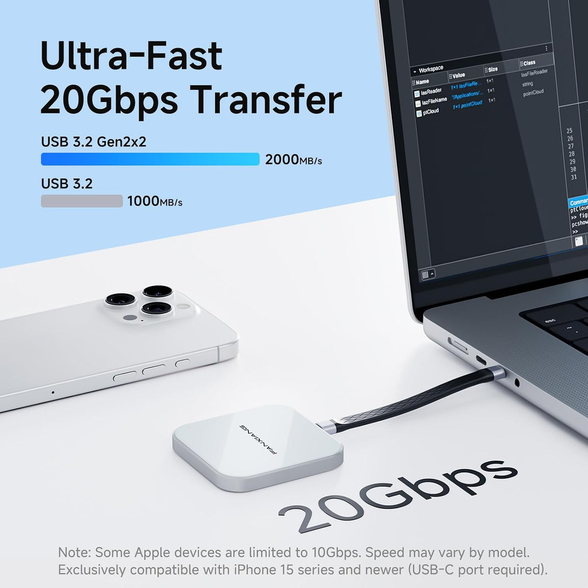 2TB Magnetic External SSD,2000MB/s Type-C USB 3.2 Gen 2x2 Portable SSD,Ultra-Slim External Hard Drive,4K ProRes Recording & Store,External Solid State Drive for iPhone15/16/17/Android/PC/Mac -PS2005