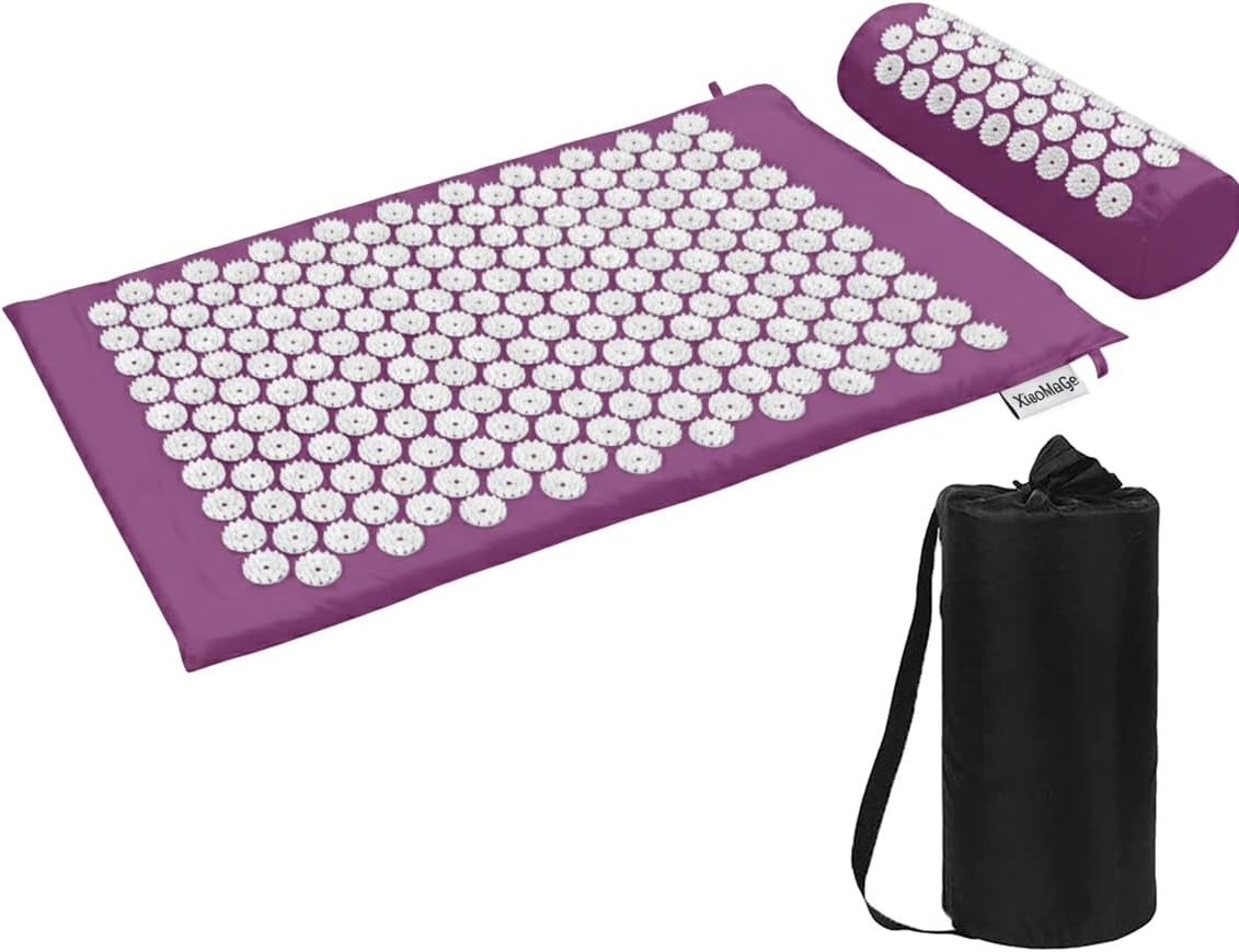 XiaoMaGe 28.7" Acupressure Mat and Pillow Set with Carry Bag (Purple)