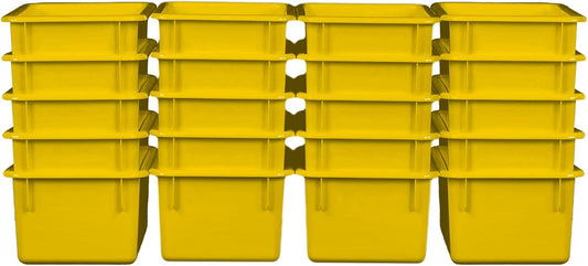 Wood Designs Cubby Storage Bin, Heavy Duty Plastic Containers for Kids Yellow Cubby Tray Set of 20