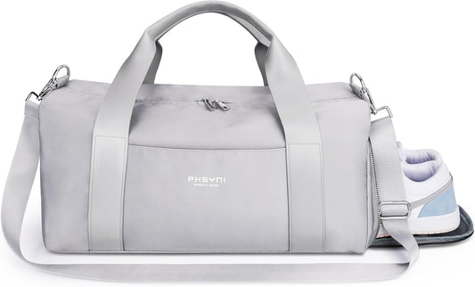19" Grey Personal Gym Bag for Women,with Shoe Compartment & Wet Pocket