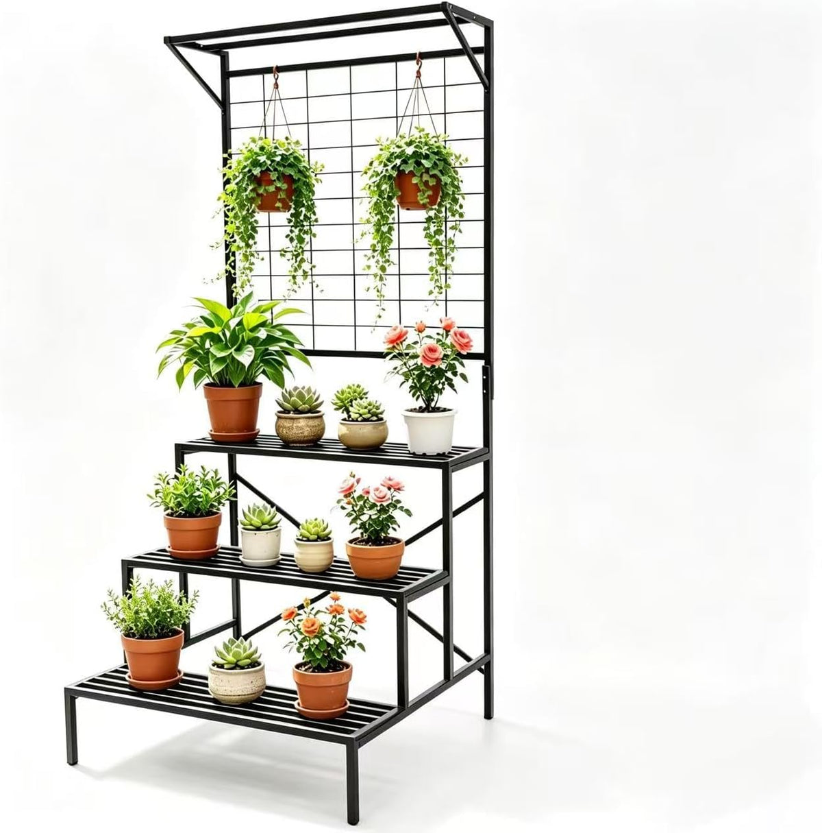 Zhongma 2 Tier Heavy Duty Metal Plant Stand Indoor & Outdoor easy assembly