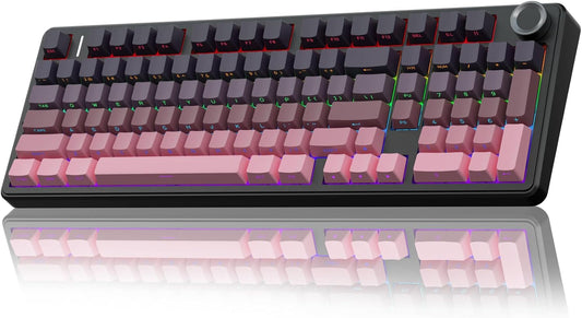 AULA F99 Pro Wireless Mechanical Keyboard with Knob,Tri-Mode BT5.0/USB-C/2.4GHz Hot Swappable Keyboard,Gasket Structure,Creamy Sound,RGB Backlit Computer Gaming Keyboards