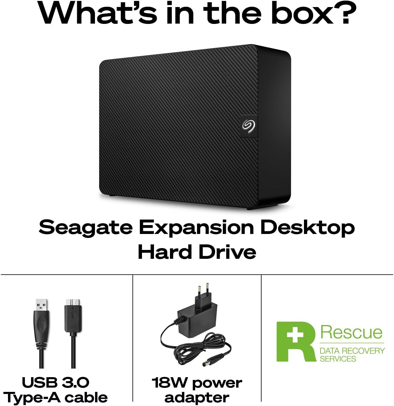 Seagate Expansion 8TB External Hard Drive HDD - USB 3.0, with Rescue Data Recovery Services (STKP8000400)