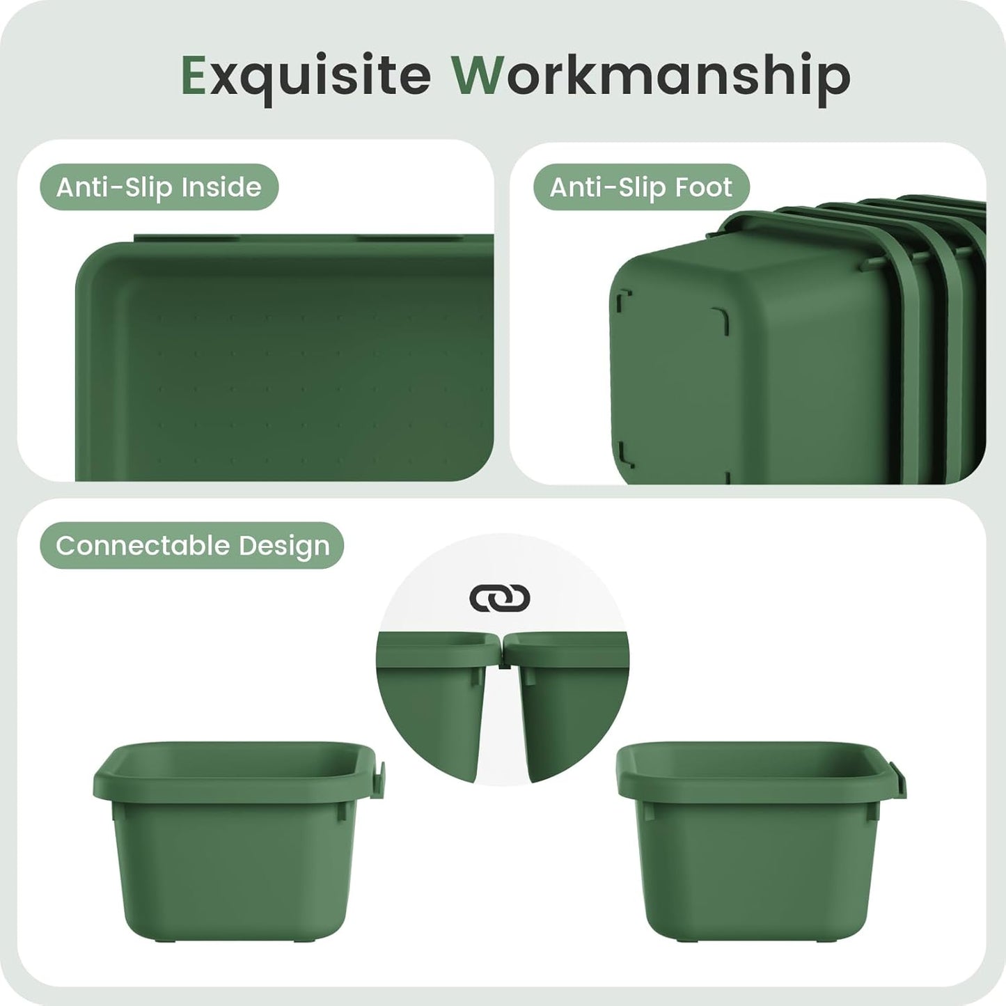 A-LuGei 【𝟰𝟲𝗣𝗖𝗦 & 5 Size Tool Box Organizer Tray Divider Set,【Army Green】 Desk Drawer Organizer,Garage Organization and Storage Toolbox Accessories Rolling Tool Chest Cart WorkBench Small Part