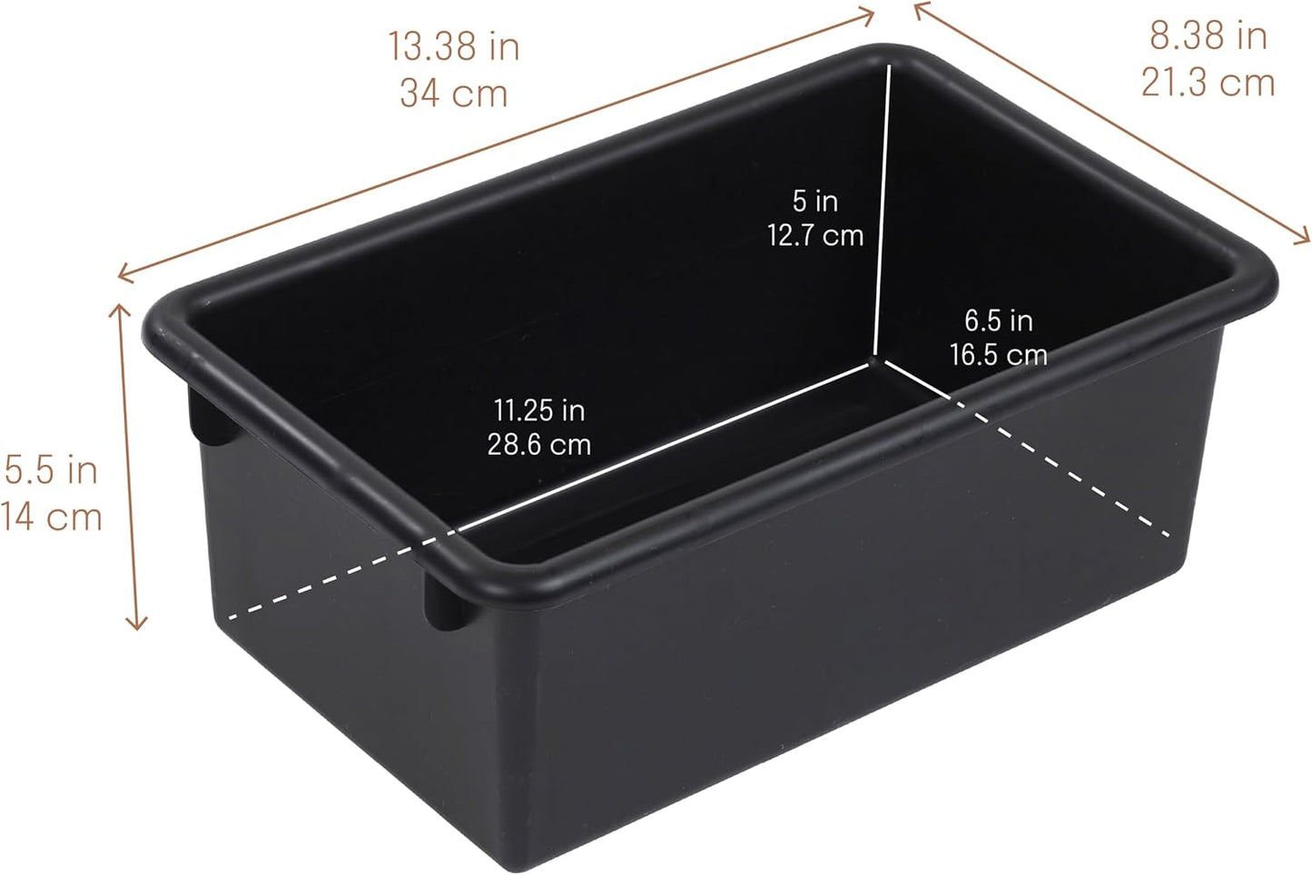 Cubby Storage Bins with Non-Snap Lids, 10-Pack, Black