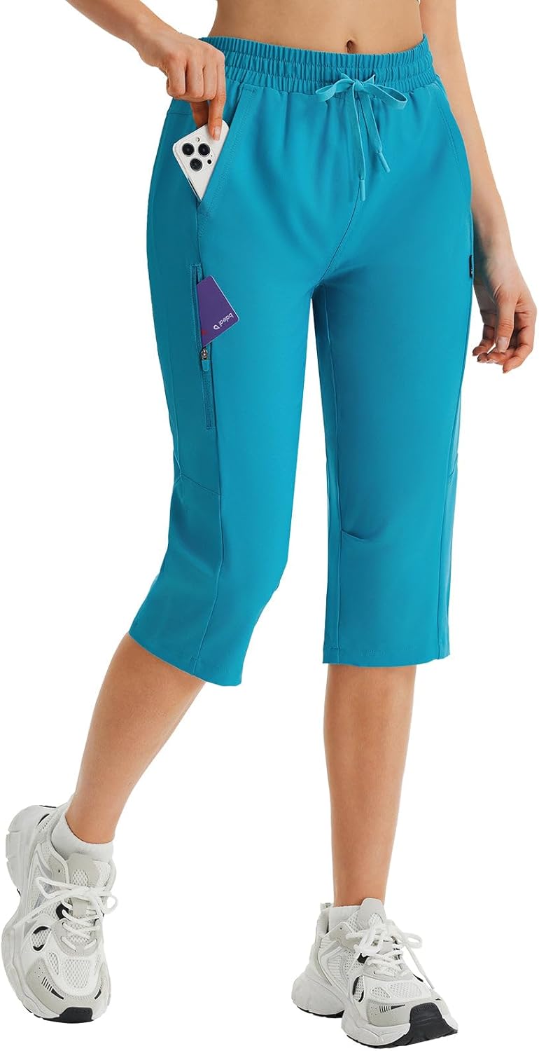 baleaf 15"/17" Hiking Shorts for Women Bermuda Long Shorts with Zipper Pockets Quick Dry, Lightweight for Travel Outdoor