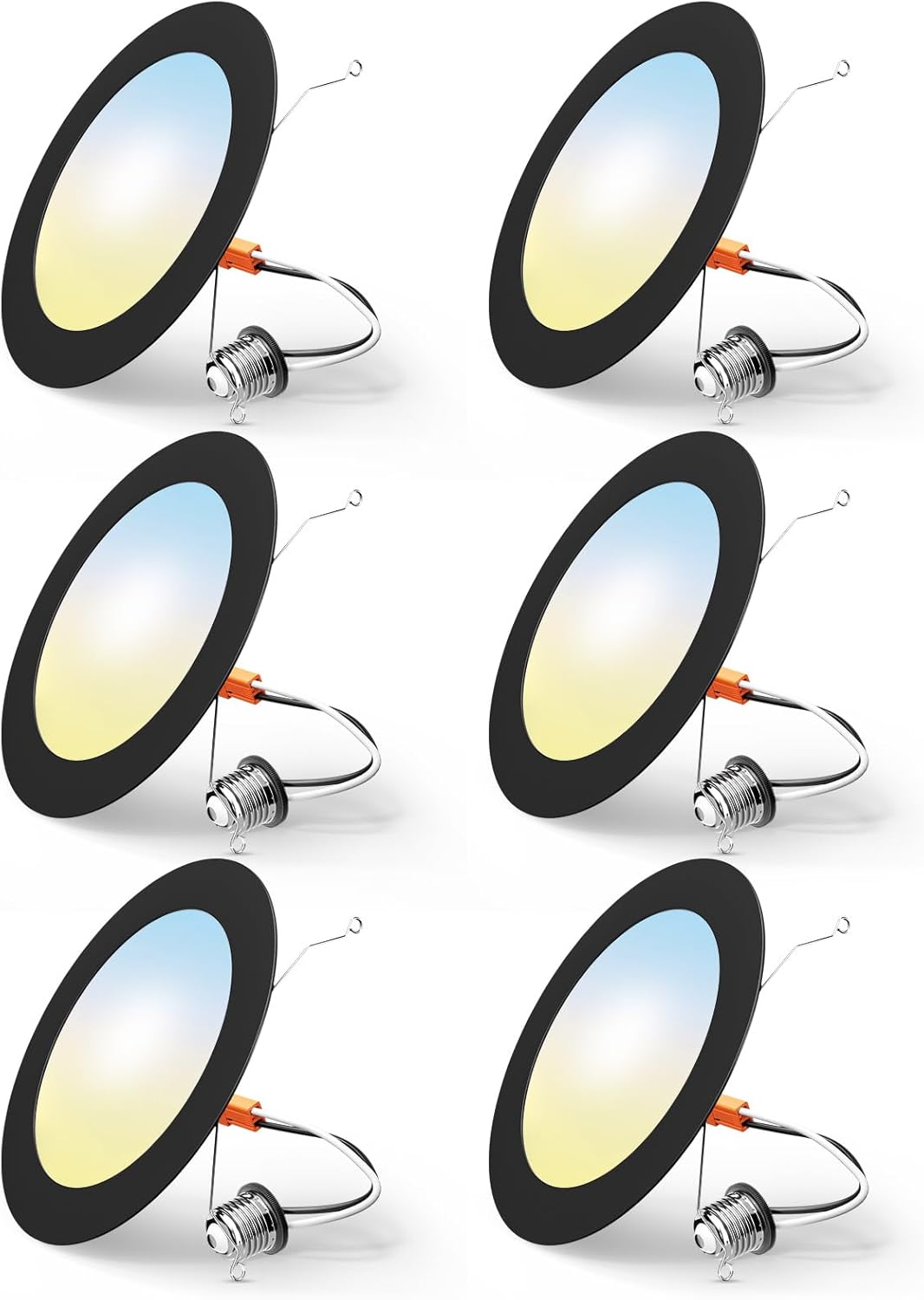 FREELICHT 6 Pack Retrofit LED Recessed Lighting 6 Inch, Selectable 2700K/3000K/4000K/5000K/6000K, Dimmable Flat LED Can Lights, 10W=110W, 1000LM, IC & Damp Rated, ETL & FCC, White