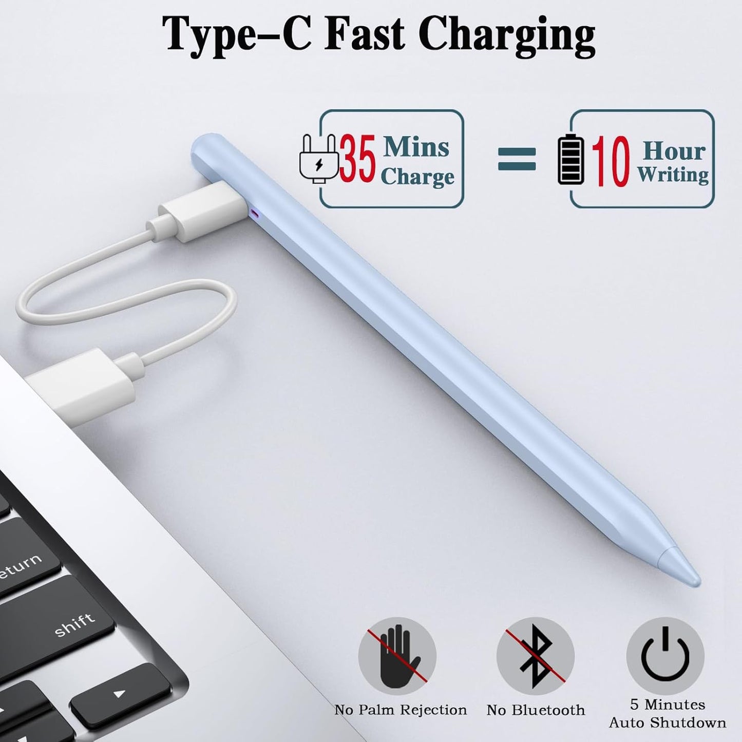 Universal Stylus Pen for iOS/Android,Drawing&Writing Rechargeable Touch Screen Pen Magnetic Tablet Stylus for iPhone/Samsung/XiaoMi/Huawei/Vivo/Lenovo and Other Android Device -Blue