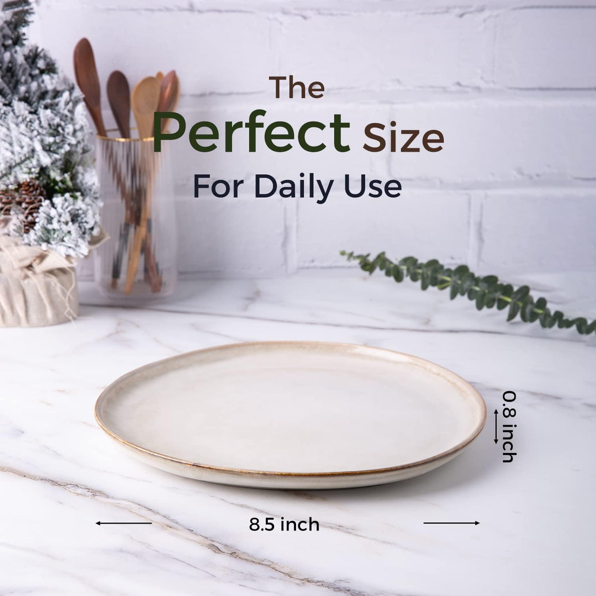 AmorArc Ceramic Plates Set of 6,8.5 Inch Stoneware Small Dinner Plates Set