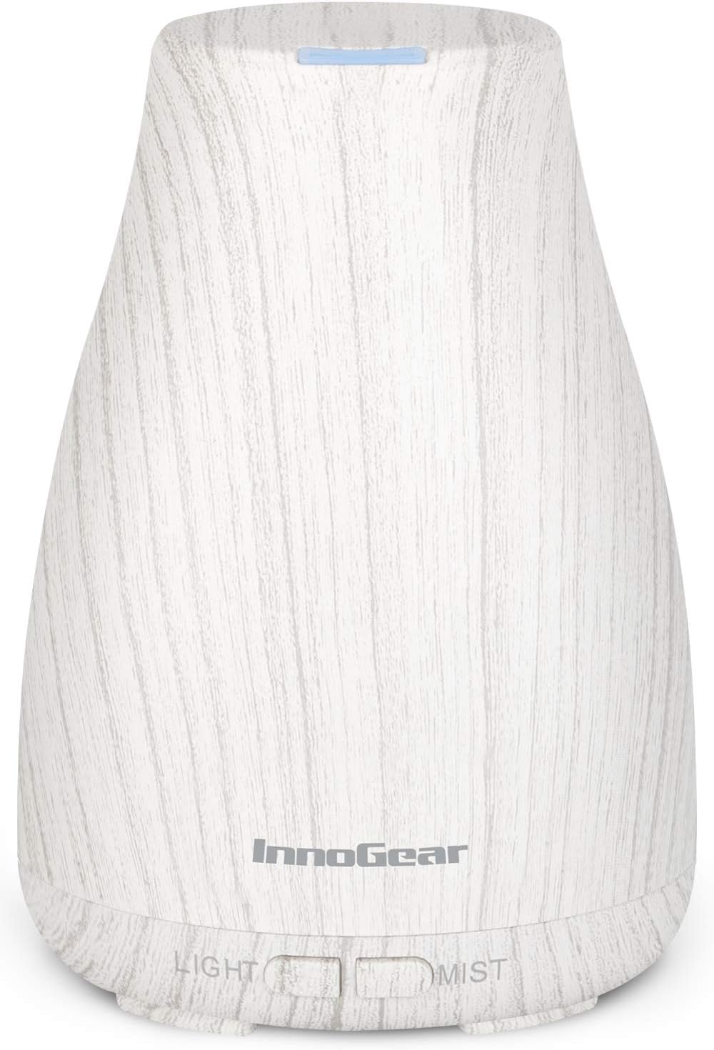 InnoGear Essential Oil Diffuser, Ultrasonic Diffusers for Home Aromatherapy Humidifier for Bedroom Room 7 Colors LED 2 Mist Mode Auto Off, Basic White