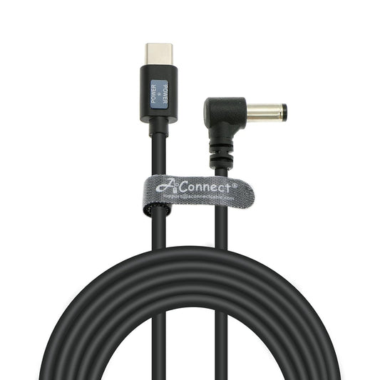 12V PD USB C to DC 5.5x2.5mm Male Right Angle Type C Power Cable with Power Indicator for KiPRO LCD Monitors Blackmagic BMCC Camera Video Assist Monitor, 70.8inches/1.8m