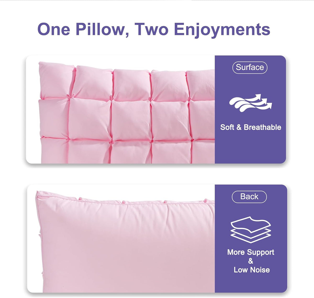 YOUR MOON Super Support Soft Down-Alternative Pillow Standard Size, Fluffy Soft Luxury Hotel Gel Sleeping Pillows, Bed Pillows for Side Sleepers(Pink)
