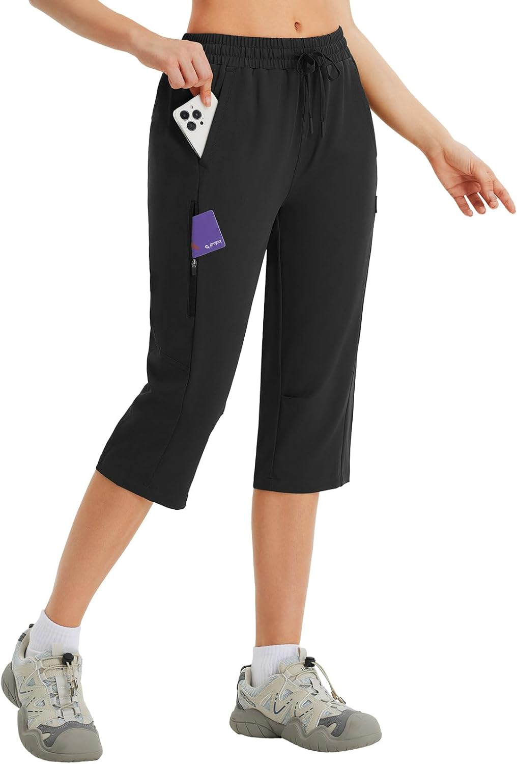 baleaf 15"/17" Hiking Shorts for Women Bermuda Long Shorts with Zipper Pockets Quick Dry, Lightweight for Travel Outdoor