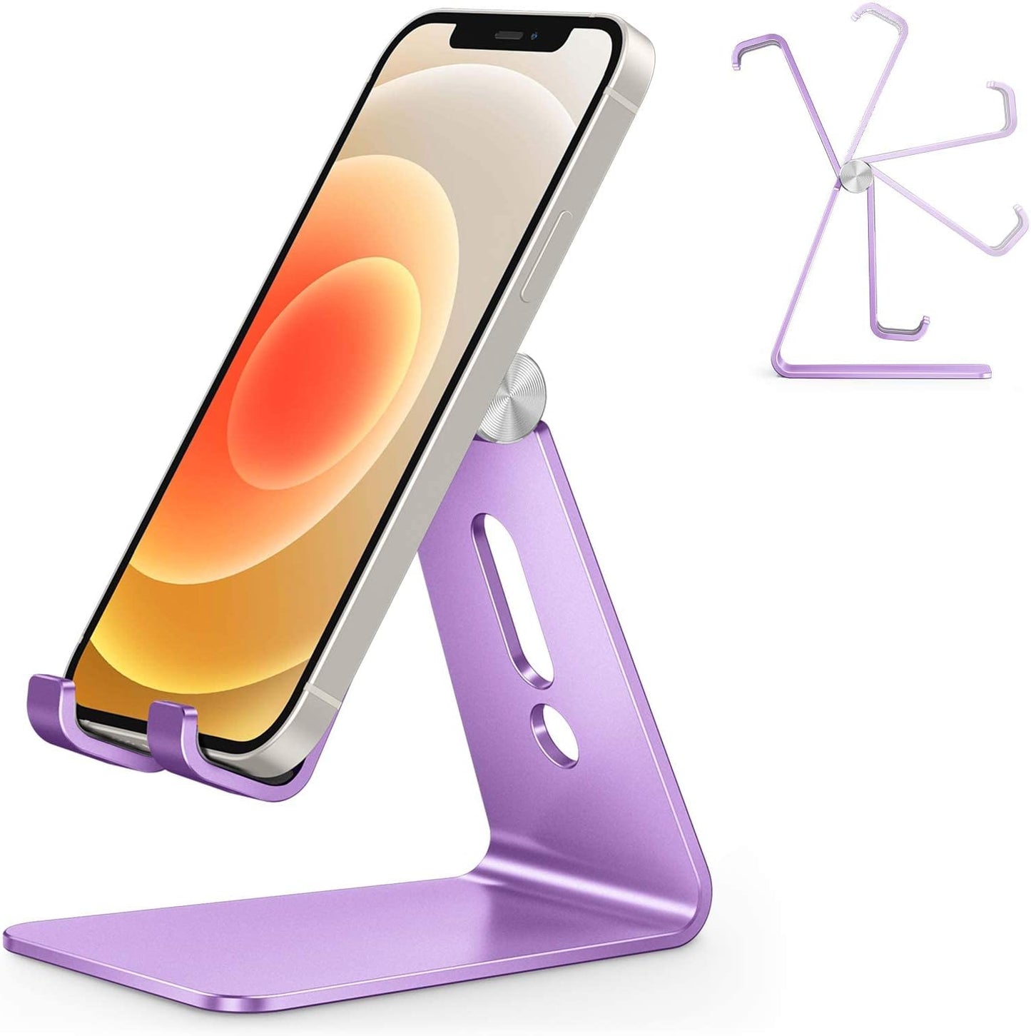 OMOTON Adjustable Cell Phone Stand, C2 Aluminum Desktop Phone Holder Dock Compatible with iPhone 15 14 13 Xs XR 8 Plus 7 6, Samsung Galaxy, Google Pixel, Android Phones, Navy Blue