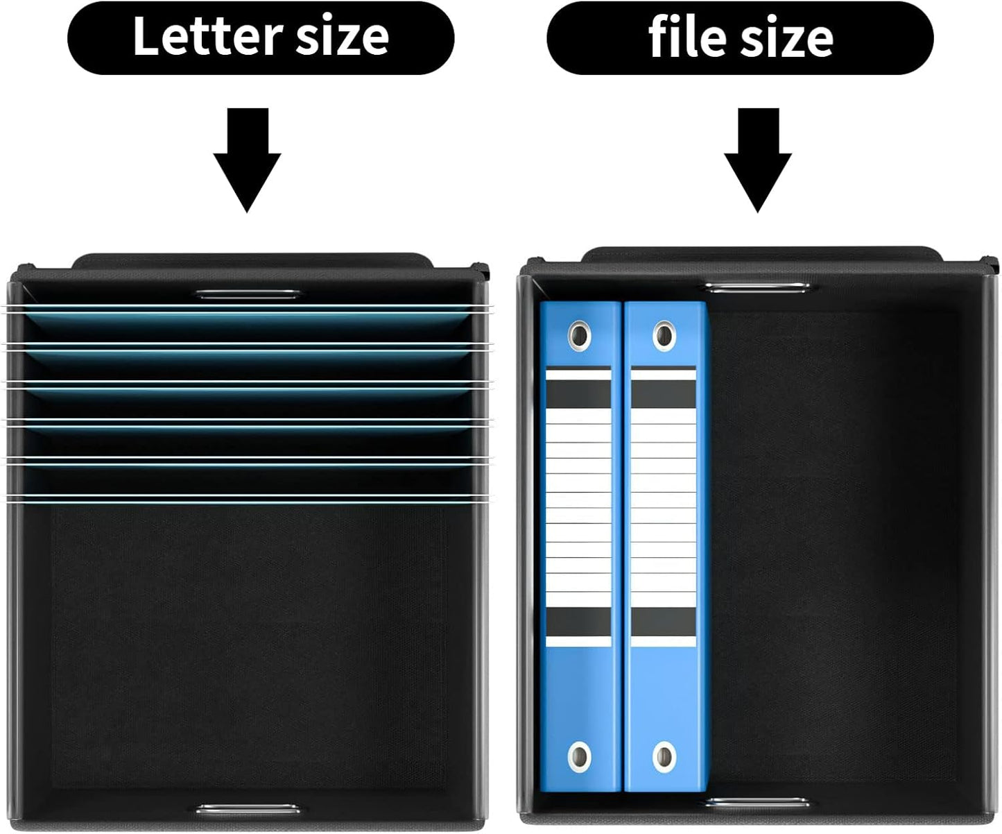File Organizer Box with Lid, Collapsible File Folder Organizer for Office Document Storage, Filing Box with Plastic Slide for Letter Size Hanging File Folders(1 Pack, Black)