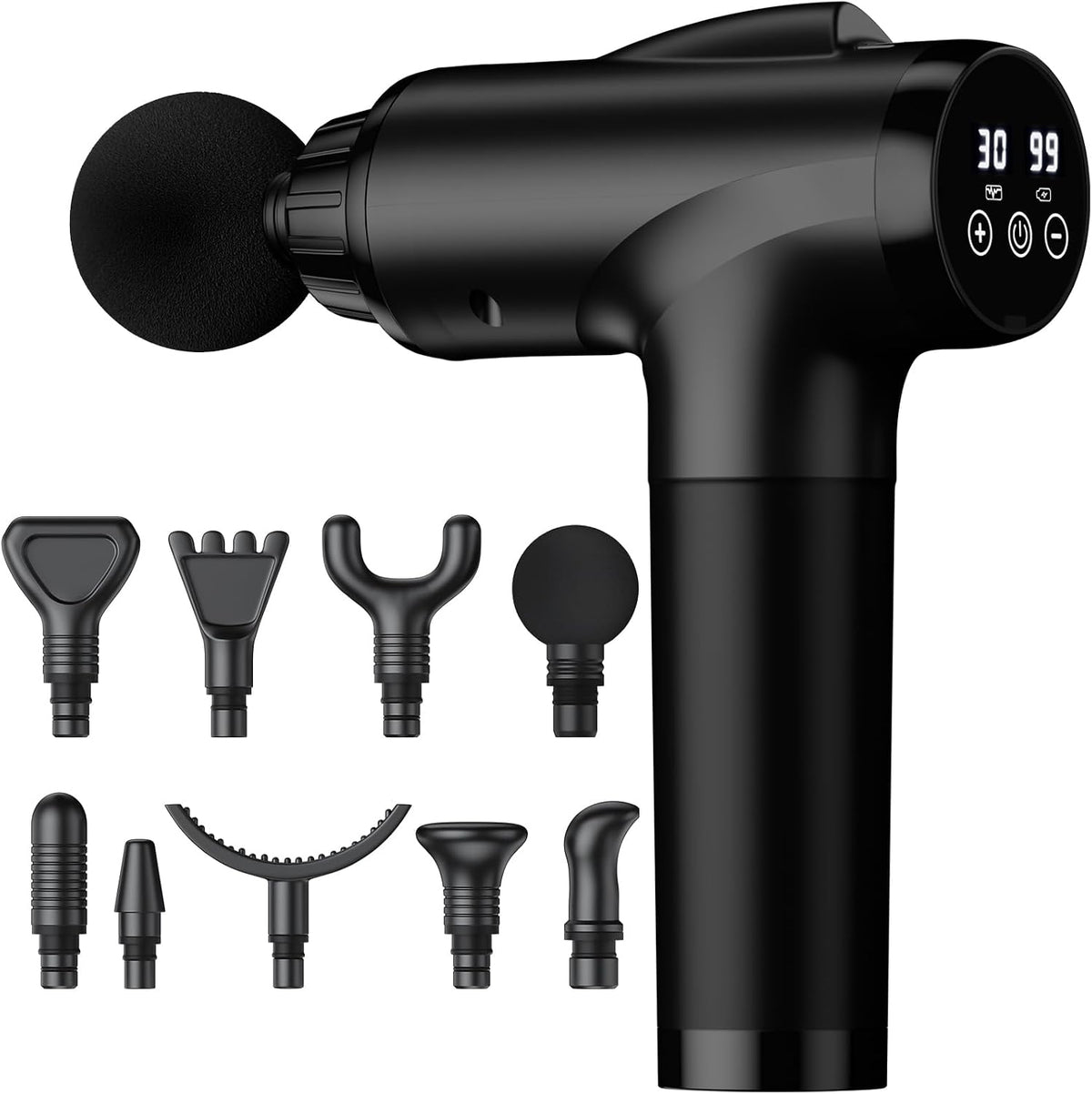OLsky Massage Gun Deep Tissue 30 Speeds 9 Attachments Handheld (Grey)