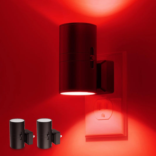 L LOHAS LED Red Night Light, Circadian Night Lights Plug into Wall, LED Nightlights with Light Sensor, Sleep Aid Red, Dimmable Night Light for Nursery Kids Adults, Home Decor, Hallway, Bedroom, 2Pack