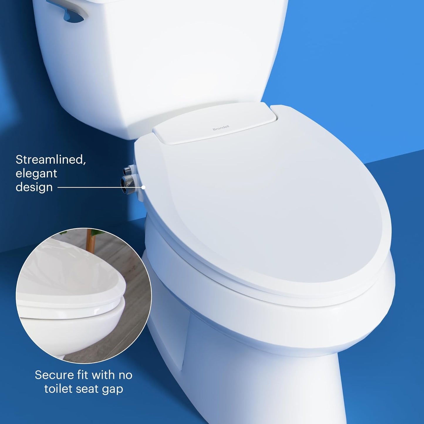 Brondell Bidet Toilet Seat Non-Electric Swash Ecoseat, Fits Elongated Toilets, White - Dual Nozzle System, Ambient Water Temperature - Bidet with Easy Installation