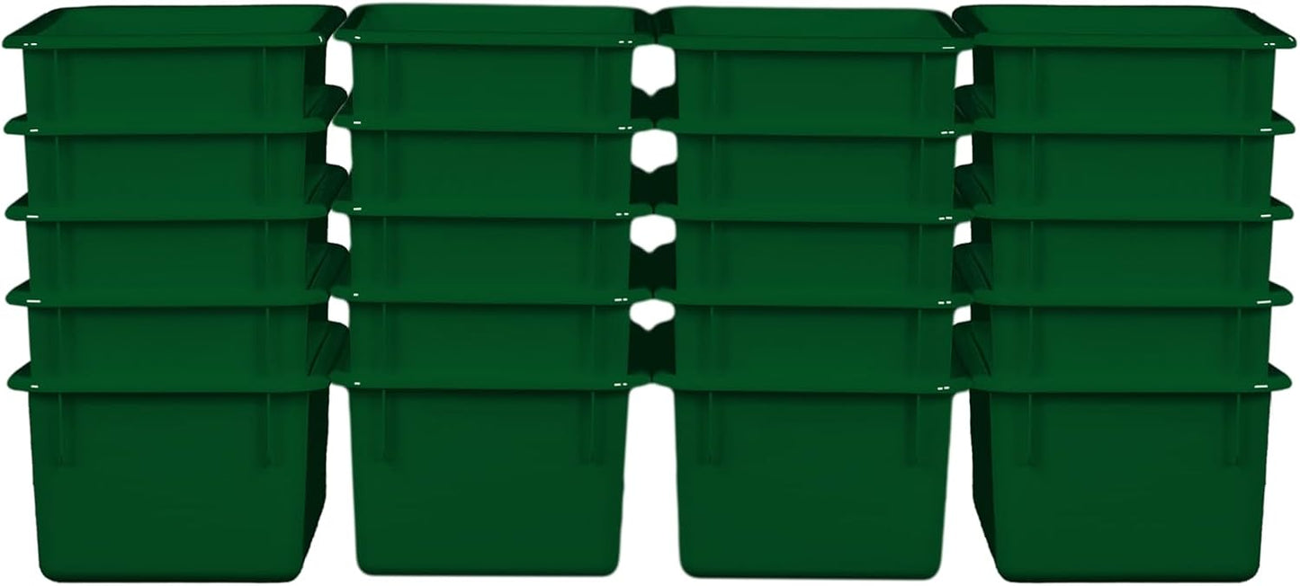 Wood Designs Cubby Storage Bin, Heavy Duty Plastic Containers for Kids Green Cubby Tray Set of 20