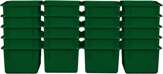 Wood Designs Cubby Storage Bin, Heavy Duty Plastic Containers for Kids Green Cubby Tray Set of 20