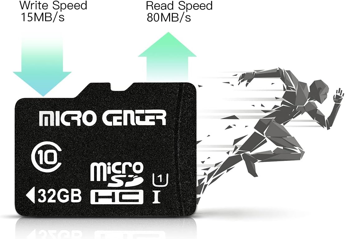 Micro Center 32GB Class 10 MicroSDHC Flash Memory Card with Adapter for Mobile Device Storage Phone, Tablet, Drone & Full HD Video Recording - 80MB/s UHS-I, C10, U1 (5 Pack)