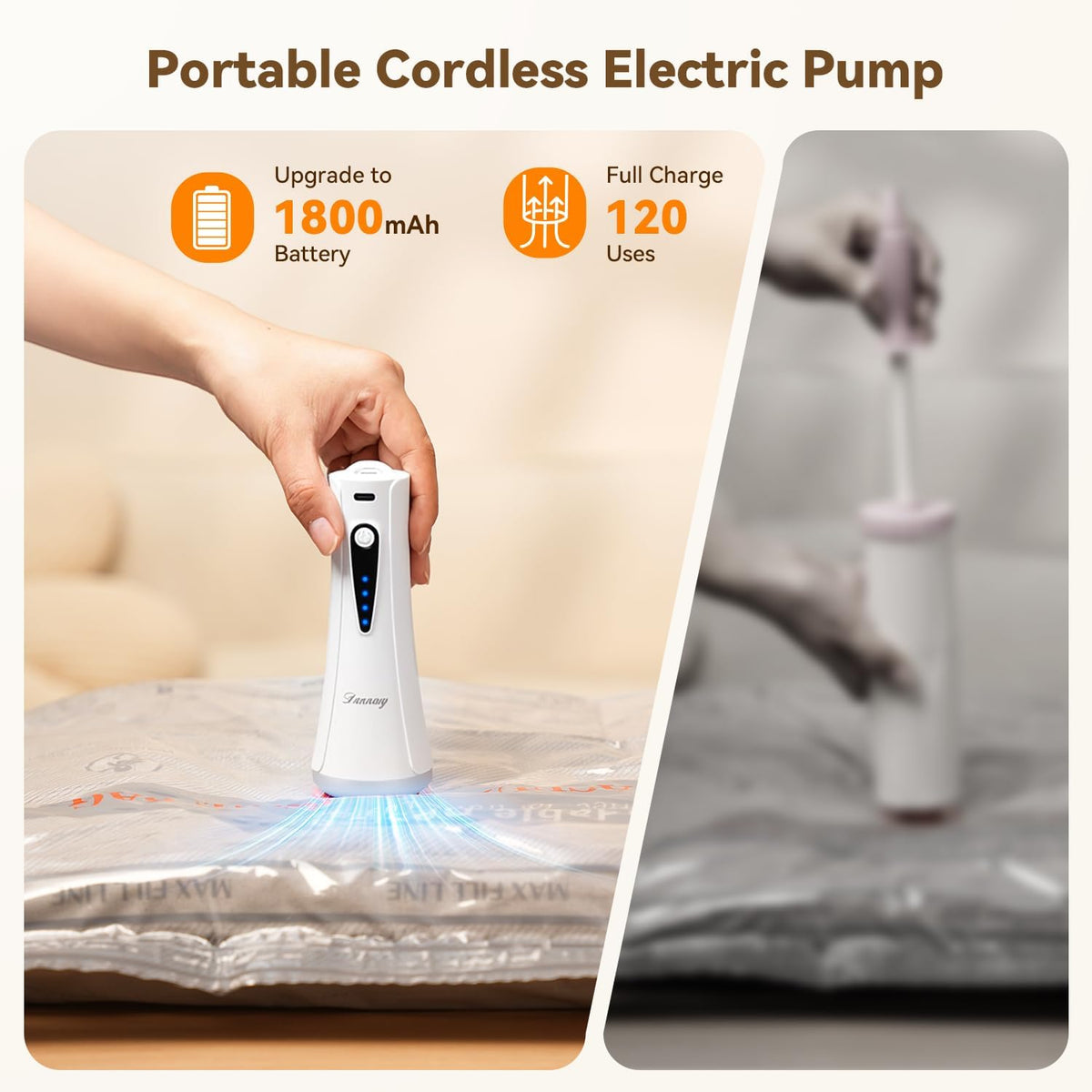 Vacuum Storage Bags for Travel with Rechargeable Air Pump, 12 Pack Space Saver Bags for Clothing, Luggage & Suitcase Compression, Efficient & Portable Storage Solution for Travel Essentials