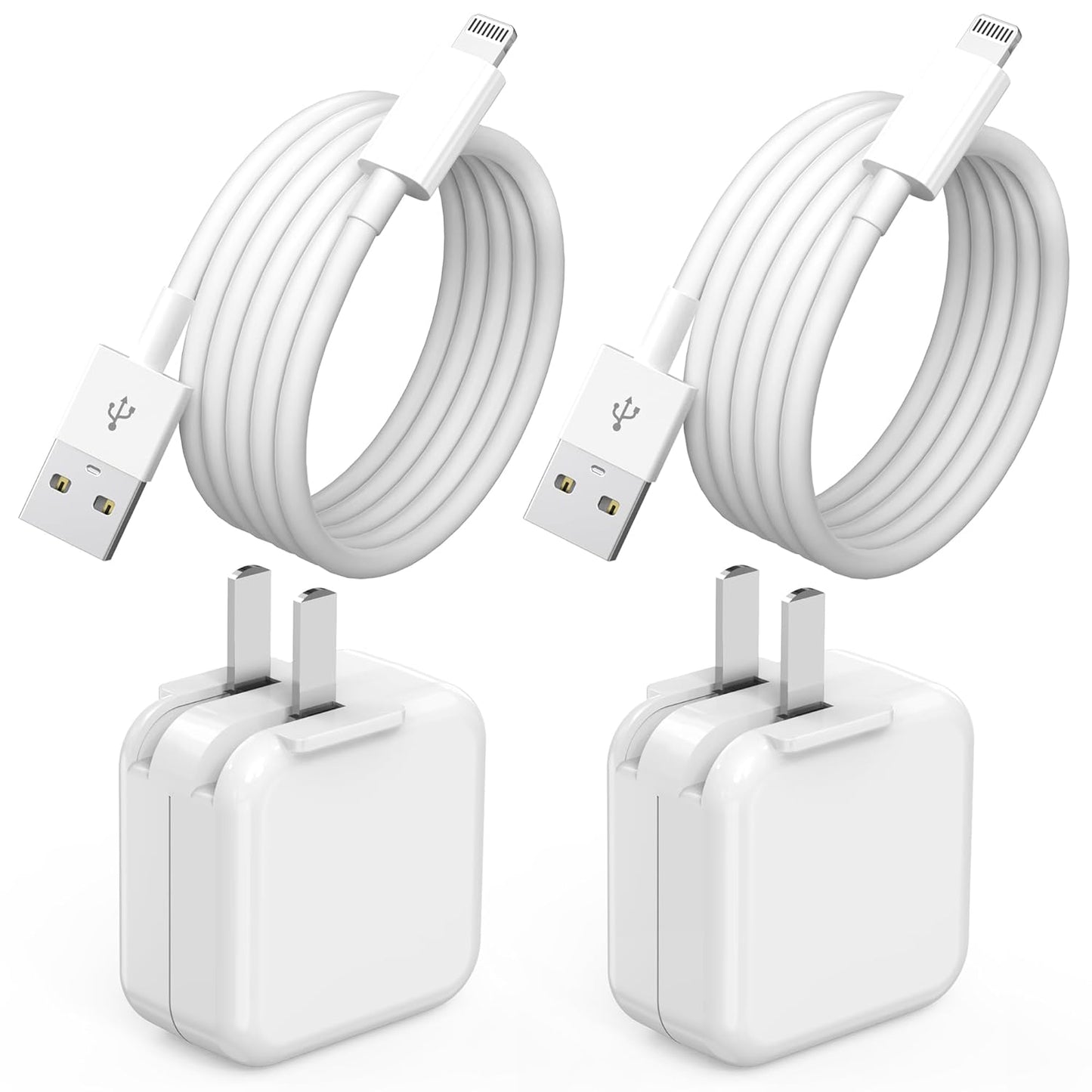 iPad iPhone Charger Fast Charging [ Apple Certified ] 2Set 6FT USB to Lightning Cable iPad Cord with 12W Foldable Block i Phone Charging Travel Wall Plug Compatible with i Pad, iPadPro, iPadAir,iPhone