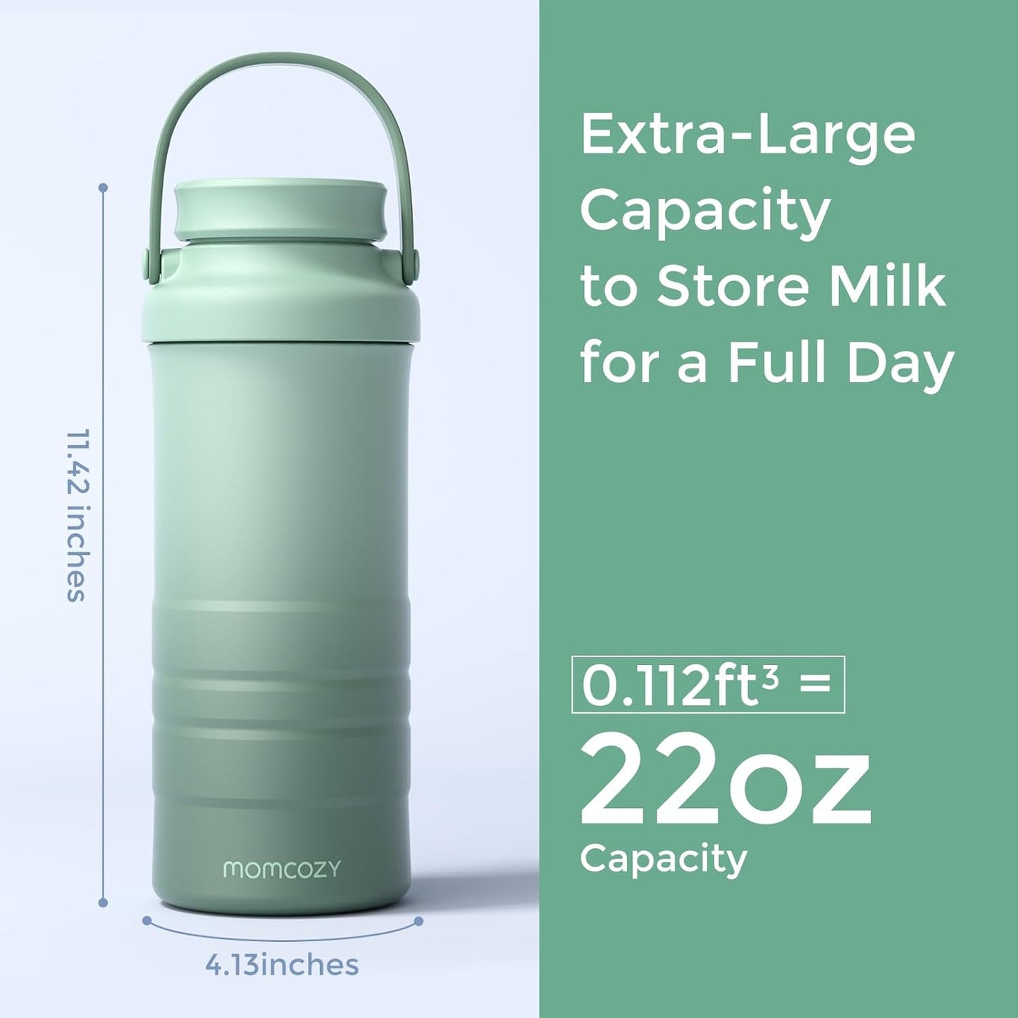 Momcozy 22oz Portable Breast Milk Cooler for Outdoor, Life Saver with 360° Total Cooling for 24 Hours, Larger Capacity Travel Breastmilk Chiller with 2pcs Baby Bottles for Breastmilk Storage