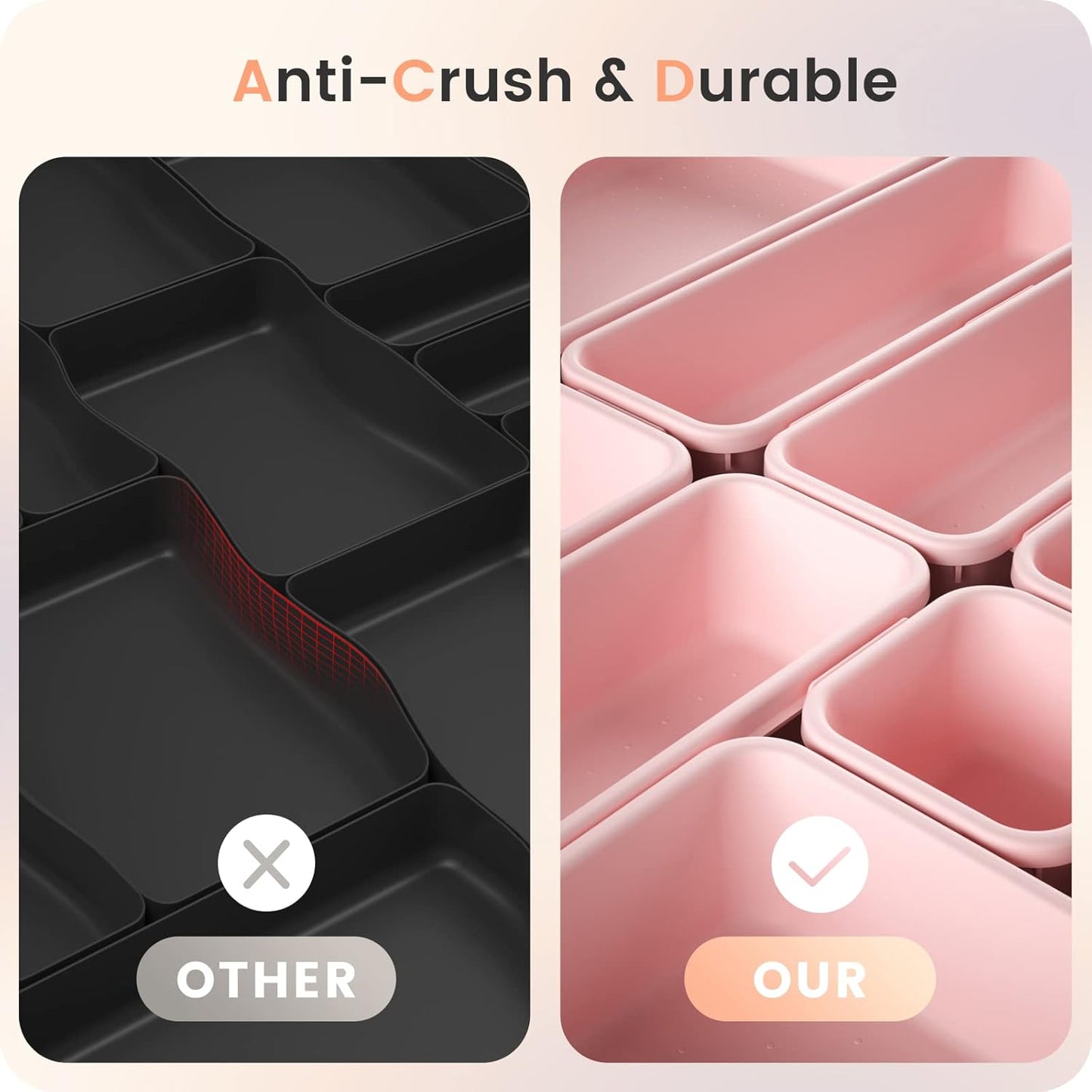 A-LuGei【𝟰𝟲𝗣𝗖𝗦【5 Size】 Tool Box Organizer Tray Divider Set, 【Pink】 Desk Drawer Organizer, Garage Organization and Storage Toolbox Accessories Rolling Tool Chest Cart Cabinet WorkBench Small Part