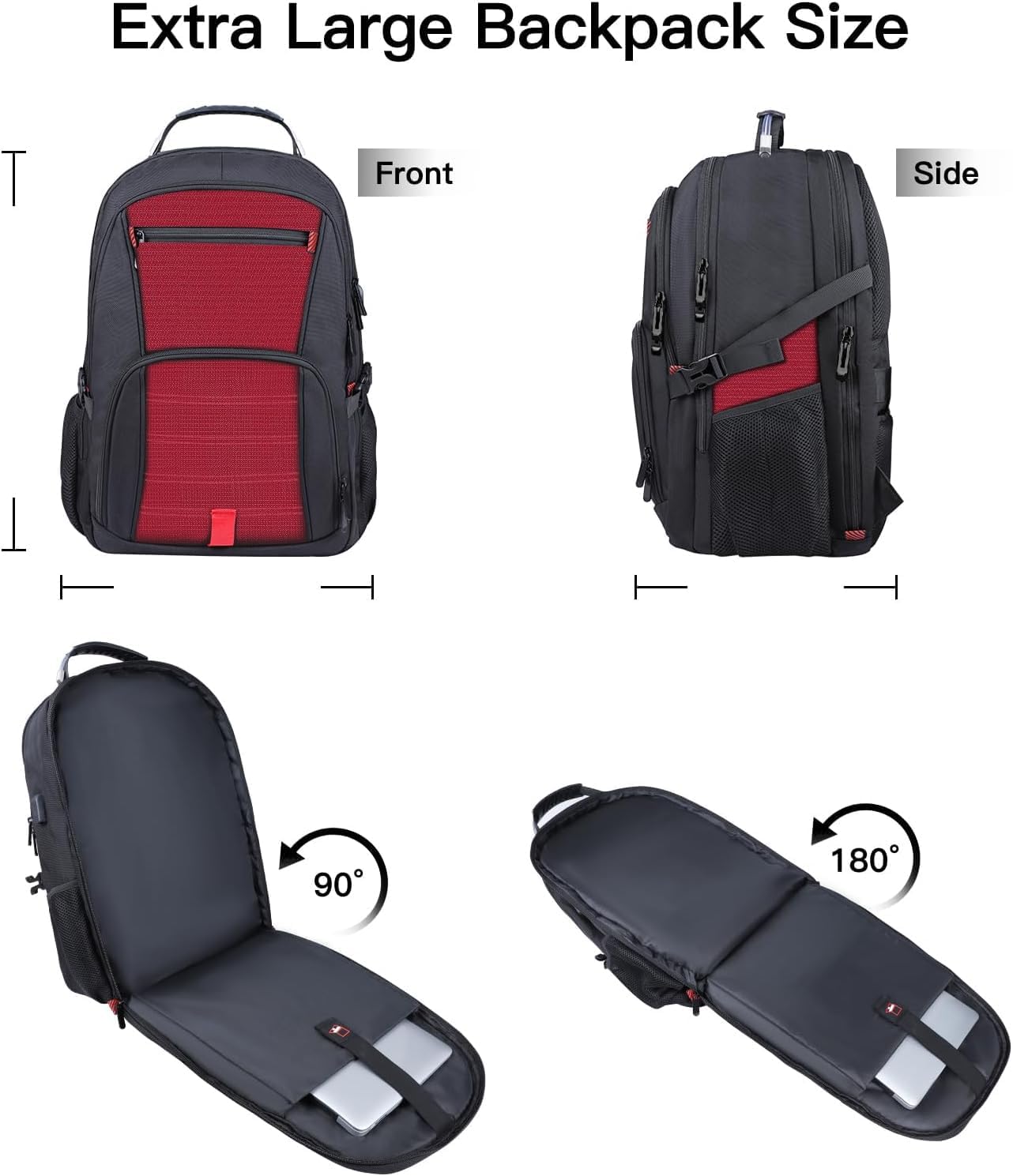 ANTERK Extra Large Backpack, Travel Laptop Backpack, Sturdy TSA Water Resistant 17.3 Inch Carry on Backpacks, Anti Theft Business Computer Backpacks Gifts for Men Women, Red