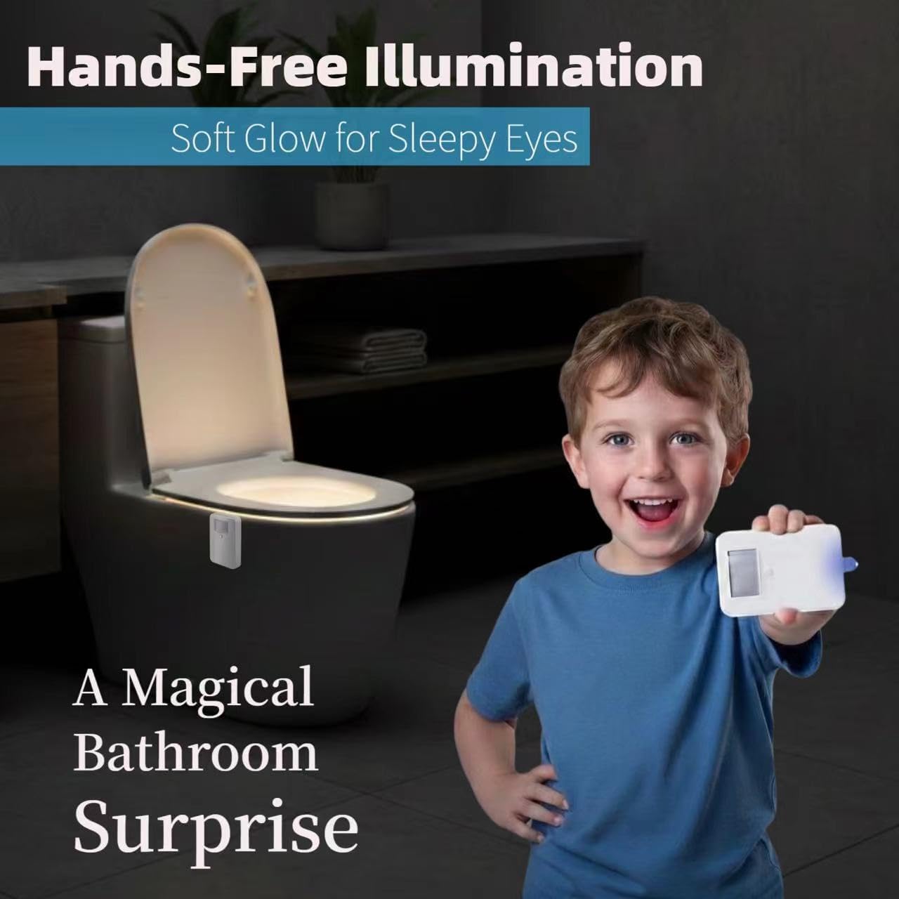 Chunace 2 Pack Toilet Night Light Motion Sensor, 16-Color LED Toilet Bowl Nightlight for Bathroom, Useful Stuff for Senior Safety & Toddler Potty Training, Unique Gift for Dad, Men
