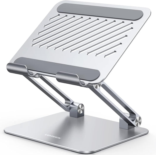 UGREEN Tablet Stand Holder for Desk Dual Rod Support Aluminum Tablet Holder Adjustable Multi-Angle Home Office Accessories Compatible with iPad Pro 13 12 11 10.5 Air Mini 5 4 3 2 Phone E-Reader Silver