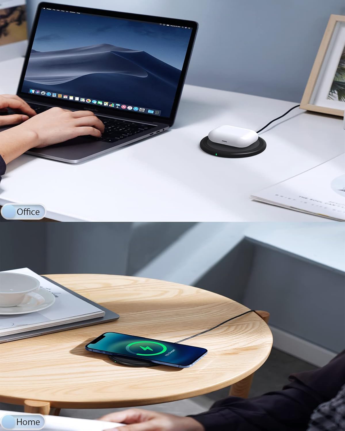 COKOEYE Wireless Charger, 15W Max Fast Wireless Charging Pad 2-Pack Compatible with iPhone 17/17 Air/17 Pro/17 Pro Max/16/15/14/13/12/Samsung S24/S24Ultra/S23Ultra/S22/S21,AirPods Pro2