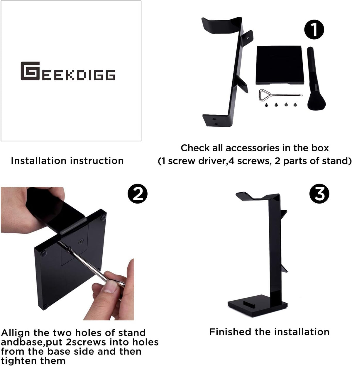 Headphone Stand Gaming Headset Holder For Desk Cable Organizer & Cellphone Stand for All Headphones Size headphone Holder Set Gaming PC Accessories Gaming Station – Black