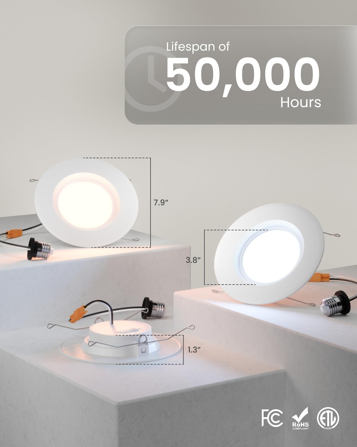 Sunco 24 Pack Retrofit LED Recessed Lighting 6 Inch, Downlight Can Lights for Ceiling, 1050 LM, 2700K/3000K/3500K/4000K/5000K, Dimmable, Baffle Trim, 13W=75W, 50000 Lifetime Hours, Damp Rated UL