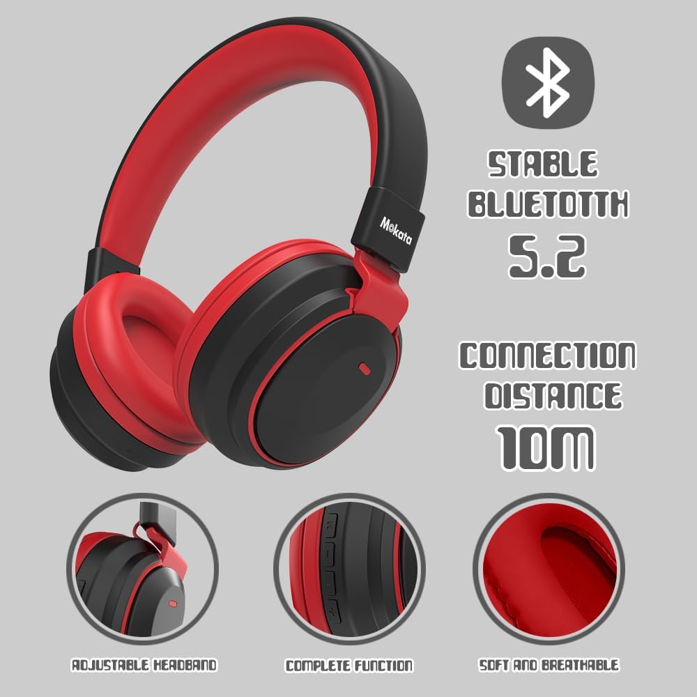 Mokata Kids Headphones Bluetooth 5.3 Wireless Lightweight Fast Charging 68 Hours Play Time Volume Limited 85/94dB Over Ear Foldable with Built-in Mic for Toddler Boy Girl Tablet Pad Black