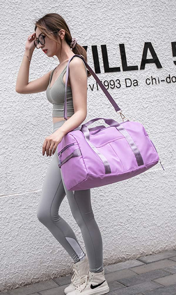 Sports Gym Bag for Women or Men Travel Duffel Bag with Wet Pocket and Shoes Compartment for Training Swim Yoga(Purple)